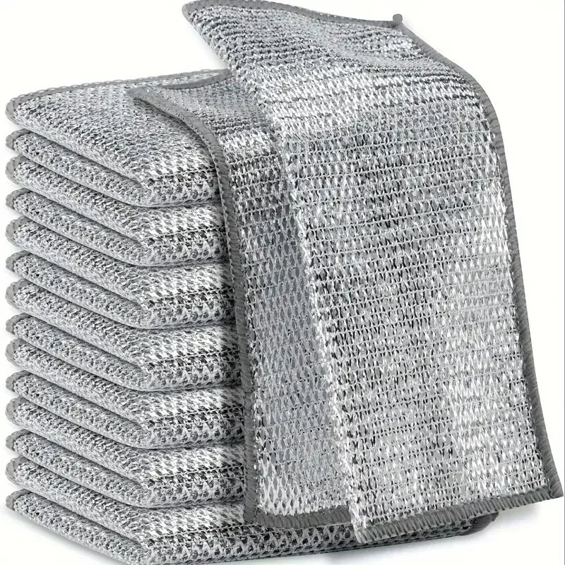 1/50pcs Magic Microfiber Cleaning Kitchen Dishcloth Silver Wire