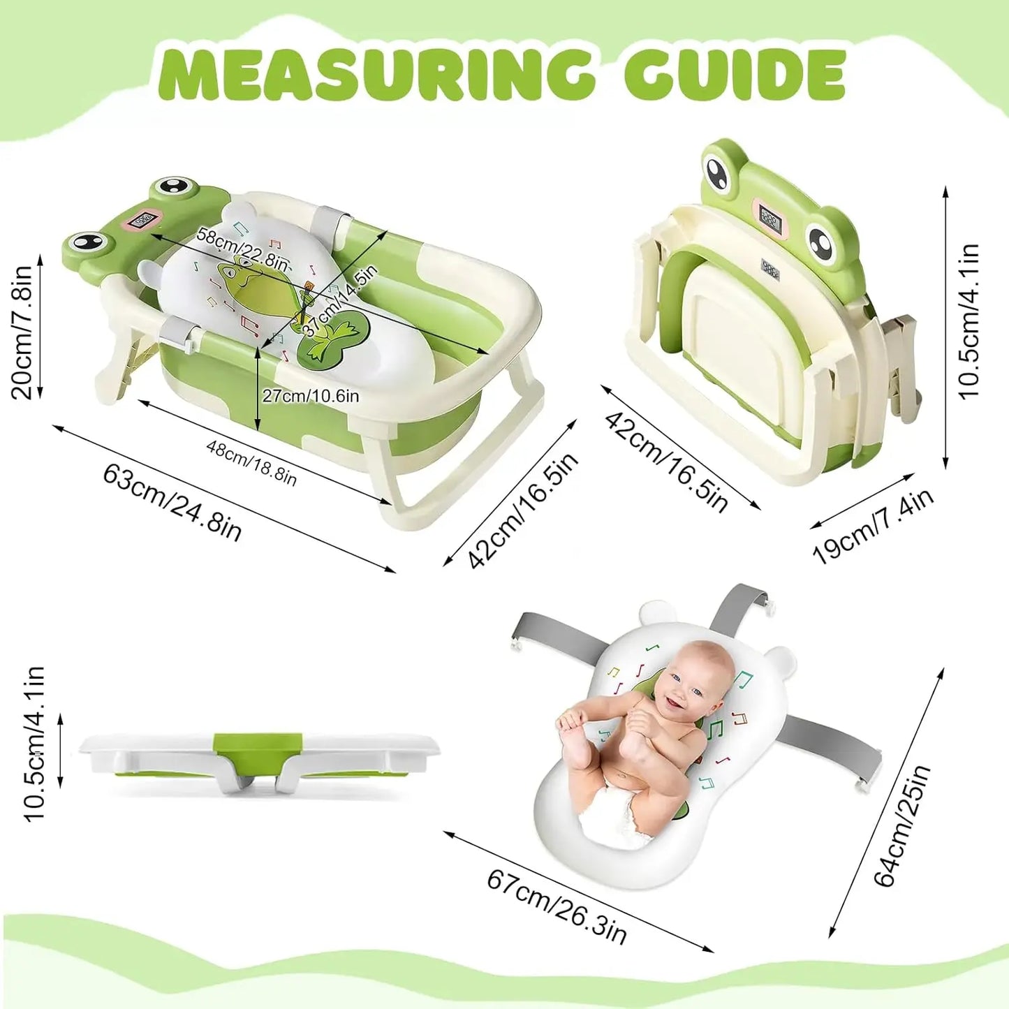 Baby Bath Tub with Bath Cushion Foldable Bathtub