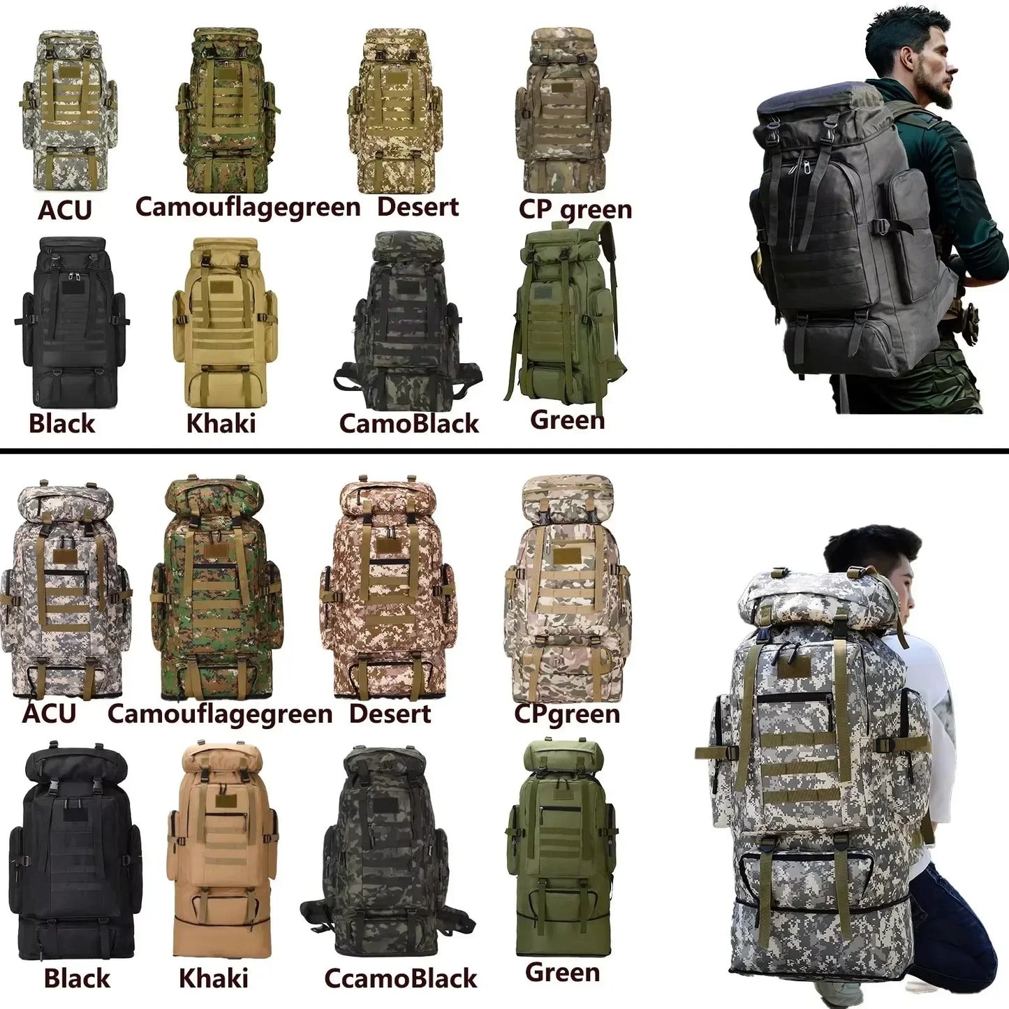 80L/100L Mountaineering Tactical Climb Backpacks