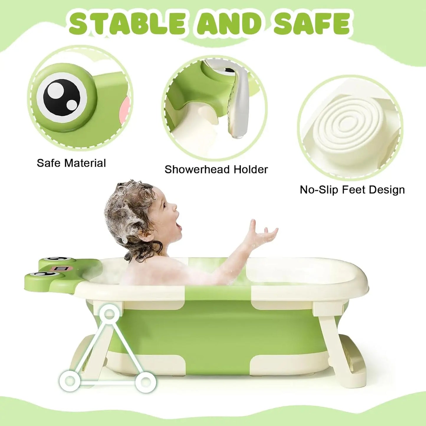 Baby Bath Tub with Bath Cushion Foldable Bathtub
