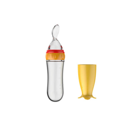 Safe Useful Silicone Baby Bottle With Spoon