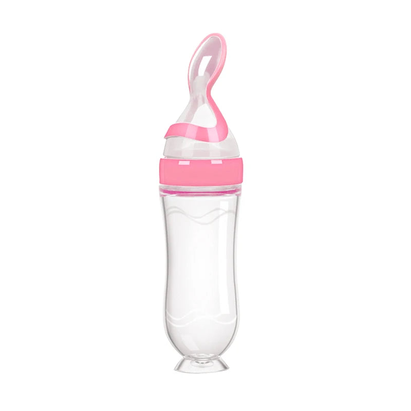 Safe Useful Silicone Baby Bottle With Spoon