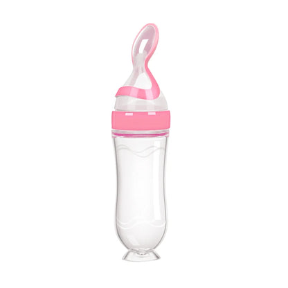 Safe Useful Silicone Baby Bottle With Spoon