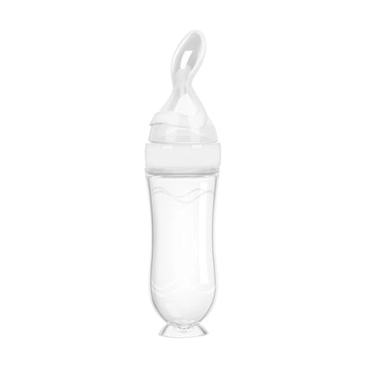 Safe Useful Silicone Baby Bottle With Spoon