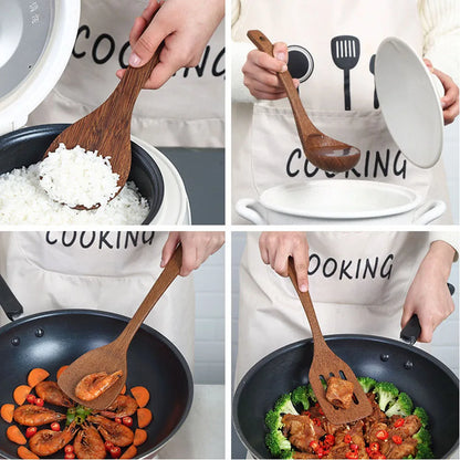 Long Handle Wooden Kitchenware Set