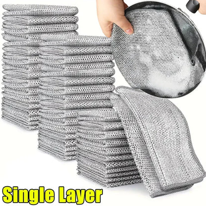 1/50pcs Magic Microfiber Cleaning Kitchen Dishcloth Silver Wire