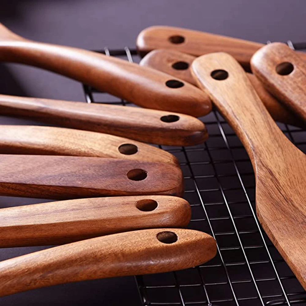 1-10 PC Wooden Cooking Spoons Sets