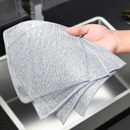 1/50pcs Magic Microfiber Cleaning Kitchen Dishcloth Silver Wire