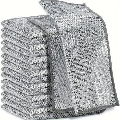 1/50pcs Magic Microfiber Cleaning Kitchen Dishcloth Silver Wire