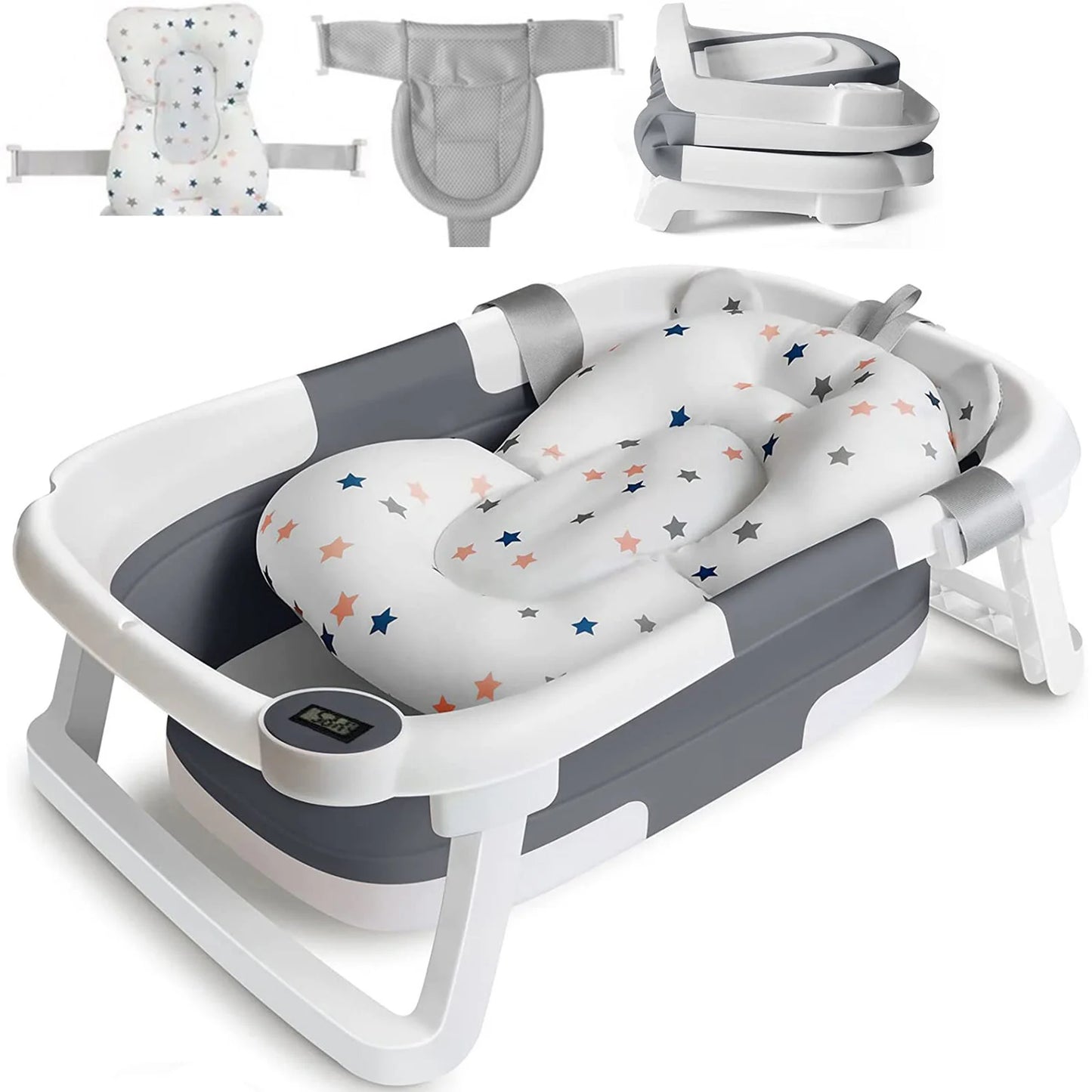 Baby Bath Tub with Bath Cushion Foldable Bathtub