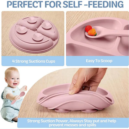 Children's Silicone Feeding Set – 1/2/3/5PCS Bowl, Bib, Cup, Spoon & Fork