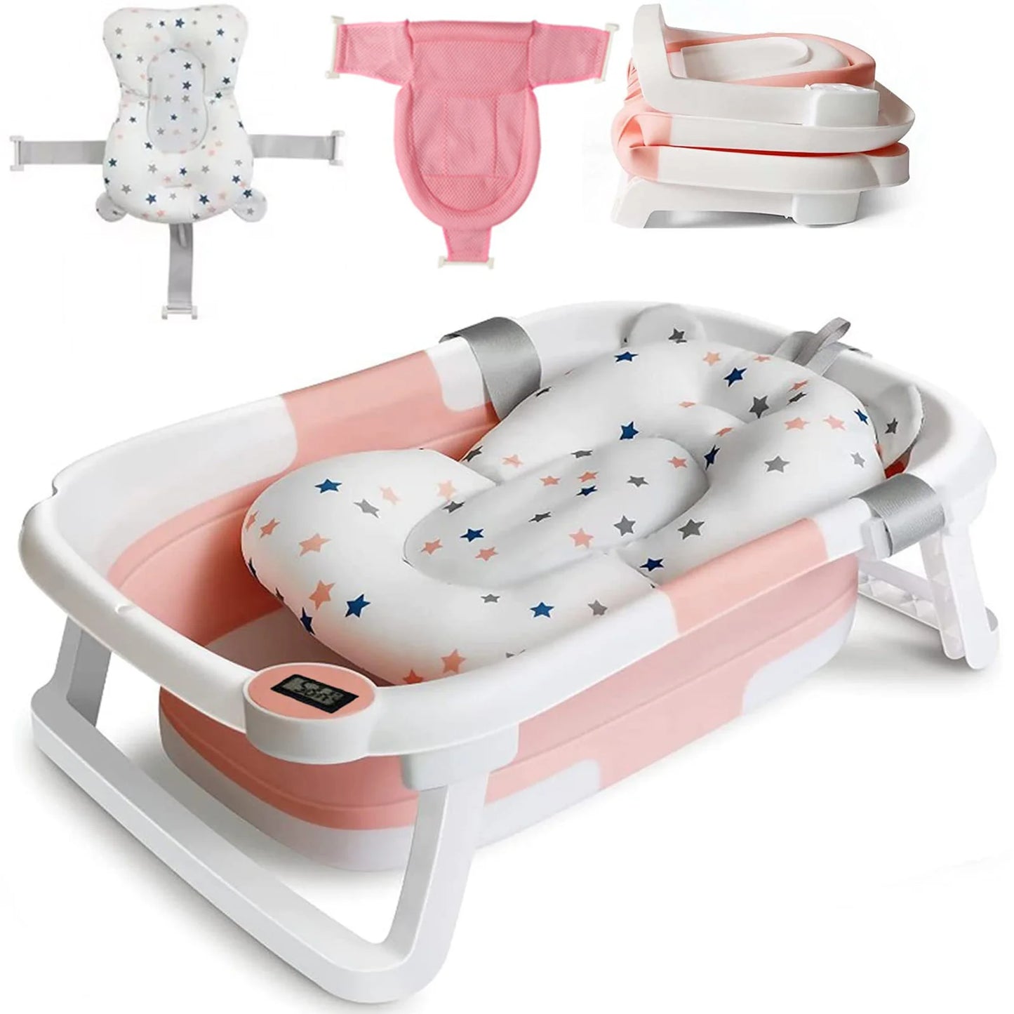 Baby Bath Tub with Bath Cushion Foldable Bathtub