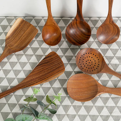 1-10 PC Wooden Cooking Spoons Sets