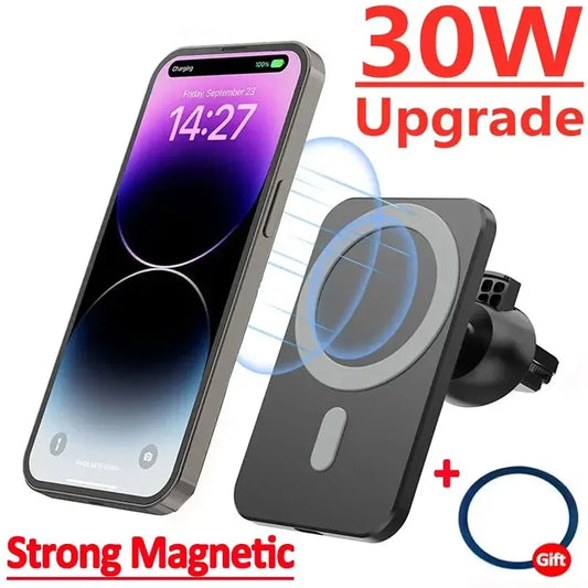 30W Magnetic Wireless Car Charging Mount for iPhone 12-15 Series