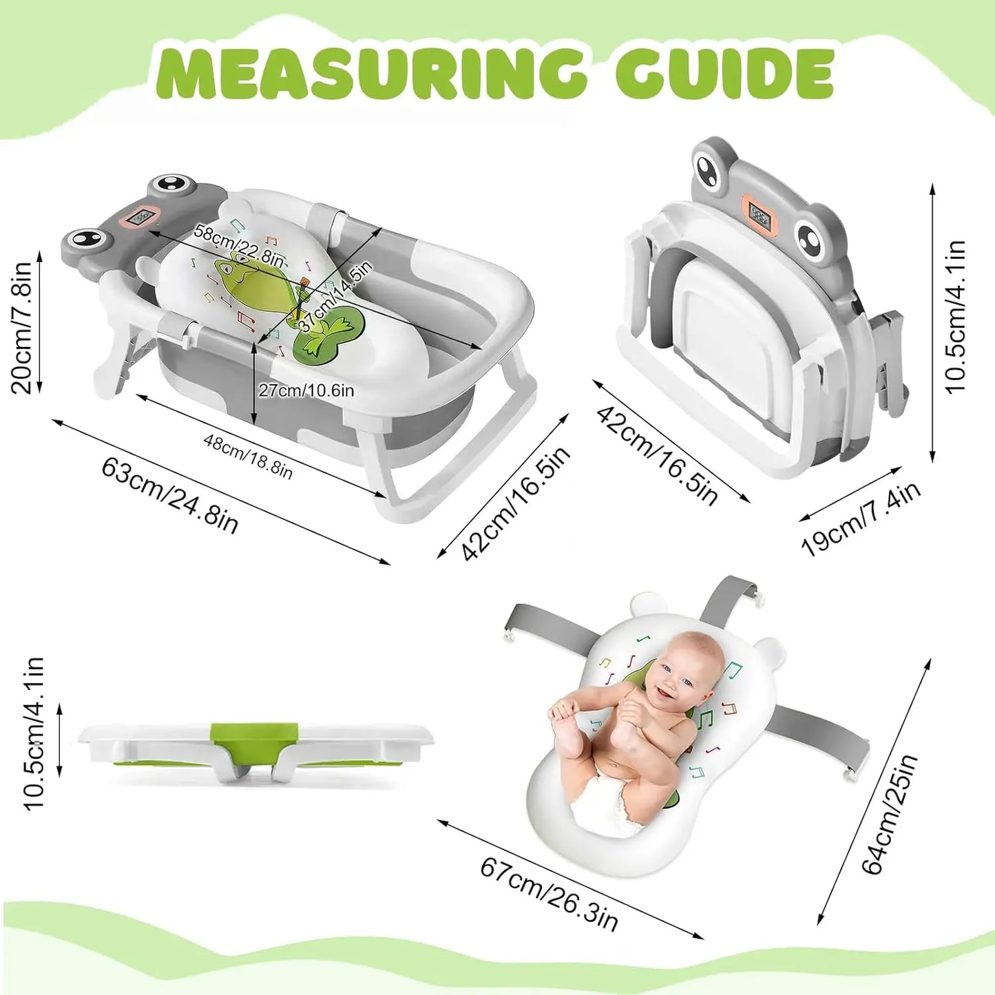 Baby Bath Tub with Bath Cushion Foldable Bathtub