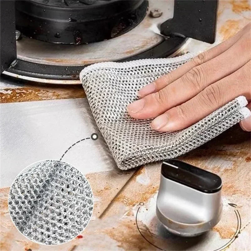 1/50pcs Magic Microfiber Cleaning Kitchen Dishcloth Silver Wire