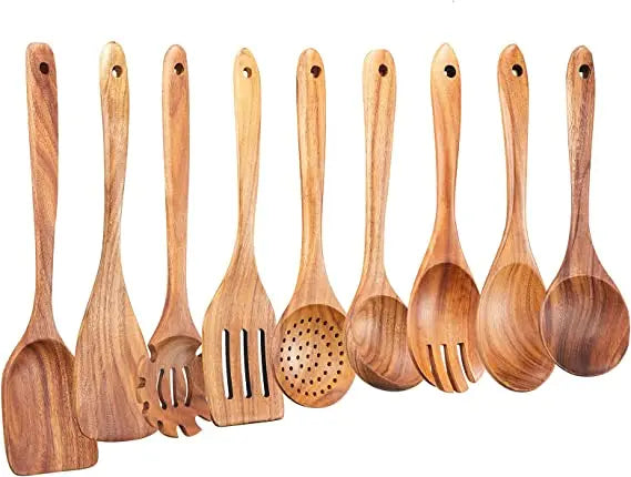 1-10 PC Wooden Cooking Spoons Sets