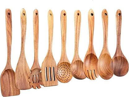 1-10 PC Wooden Cooking Spoons Sets