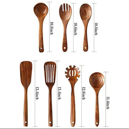 1-10 PC Wooden Cooking Spoons Sets