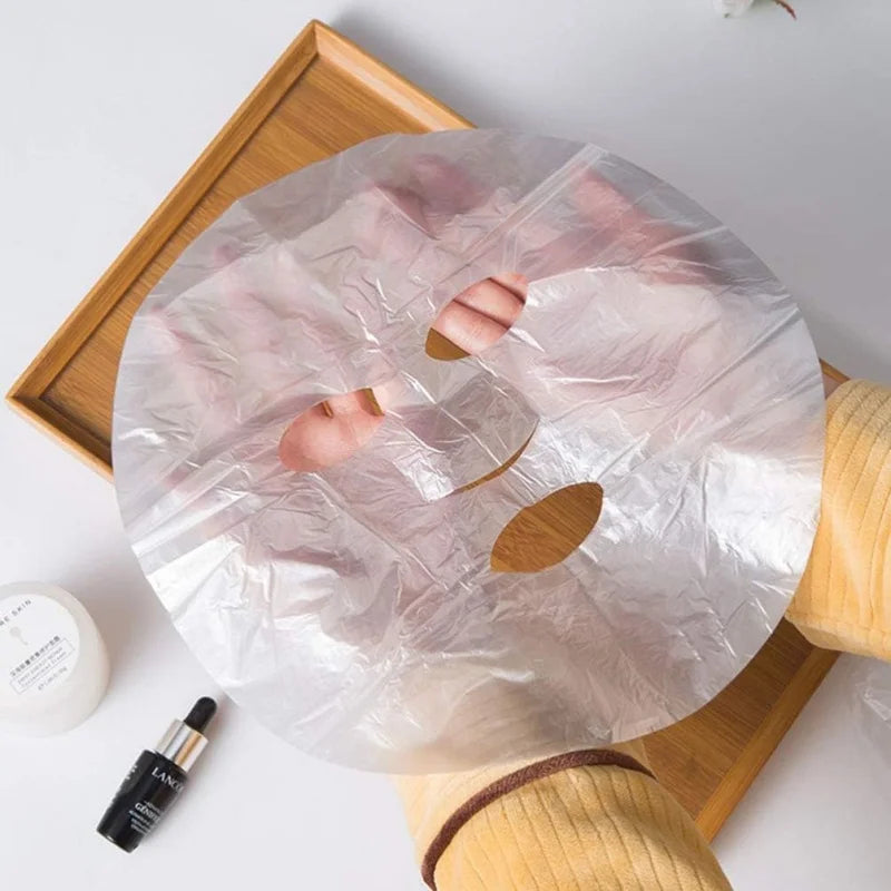 500/100pcs Disposable Plastic Film Full Face Cleaner Mask
