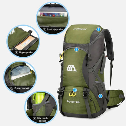 50L Travel Backpack Men Large Hiking & Camping Bag