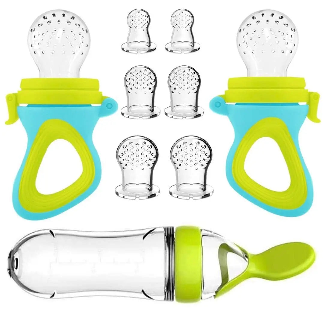 Silicone Baby Squeeze Feeding Bottle with Spoon – Infant Food Feeder