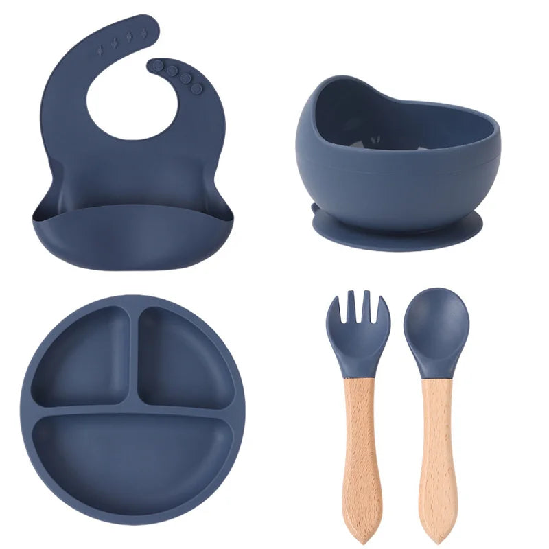 Children's Silicone Feeding Set – 1/2/3/5PCS Bowl, Bib, Cup, Spoon & Fork