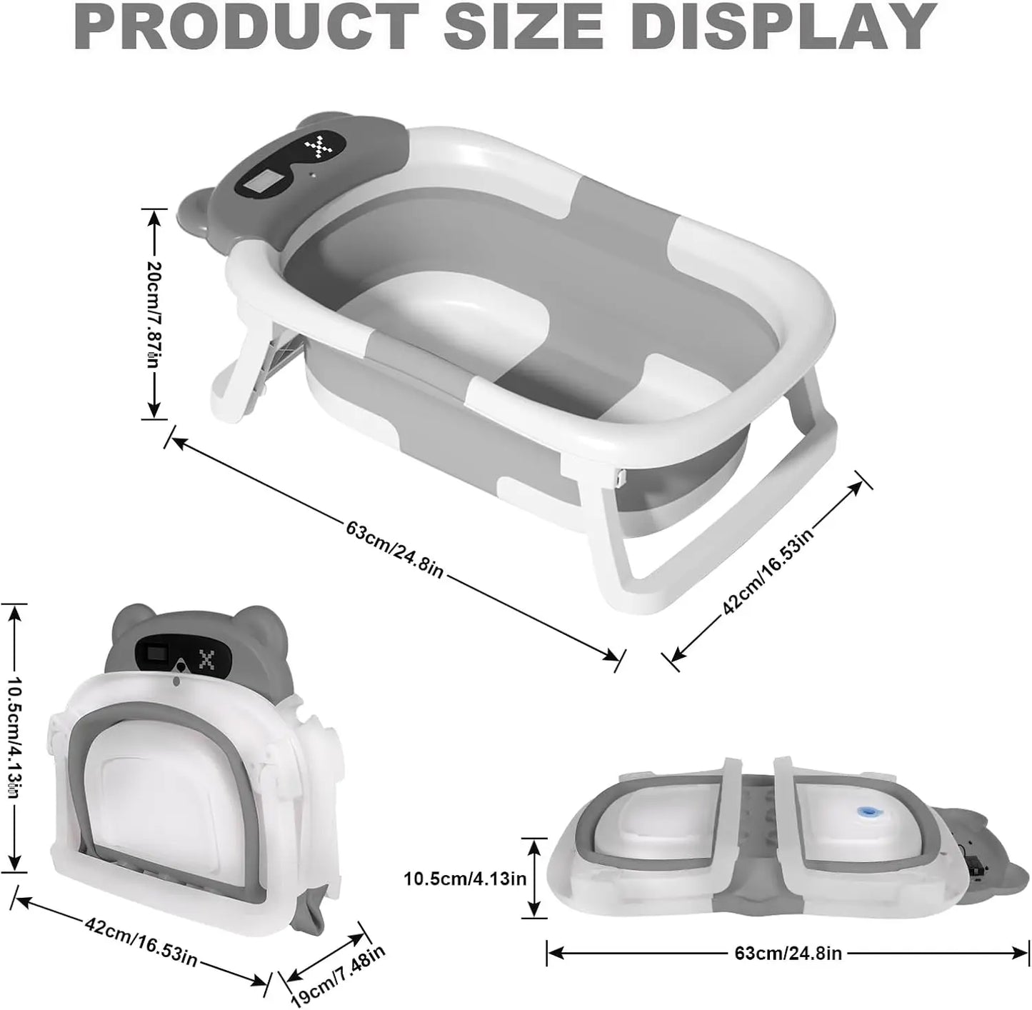 Baby Bath Tub with Bath Cushion Foldable Bathtub