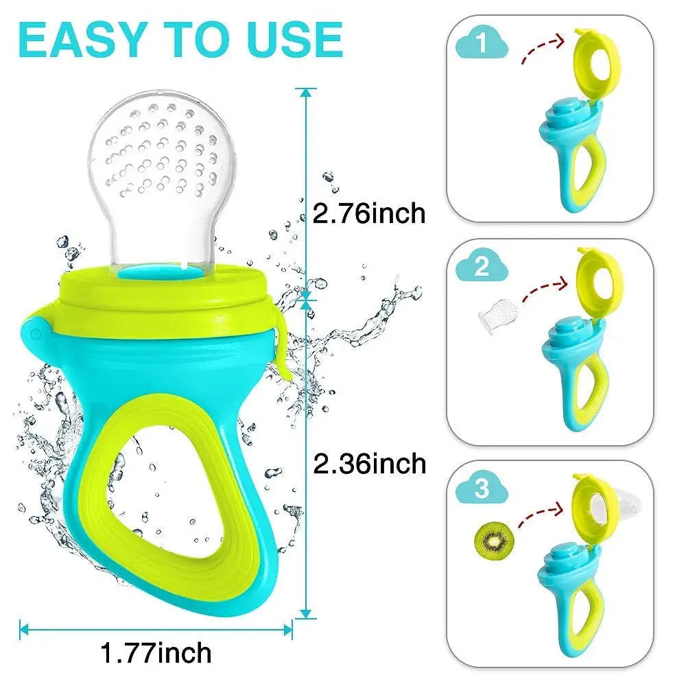 Silicone Baby Squeeze Feeding Bottle with Spoon – Infant Food Feeder