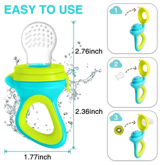 Silicone Baby Squeeze Feeding Bottle with Spoon – Infant Food Feeder