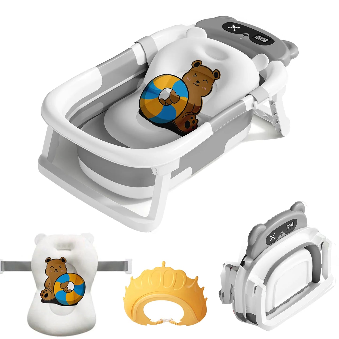 Baby Bath Tub with Bath Cushion Foldable Bathtub