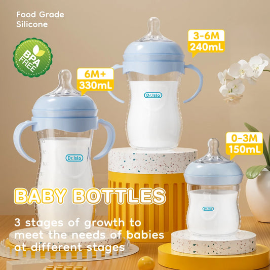 150/240/330ML Baby Feeding Bottle with Handle – Newborn Milk Bottle