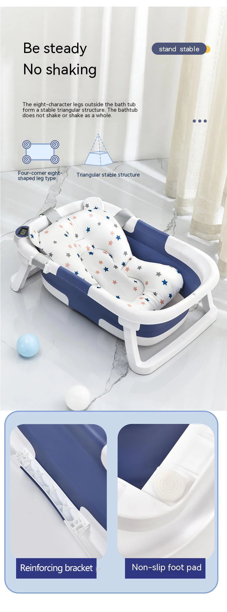 Real-time Temperature Silicone Baby Bathtub
