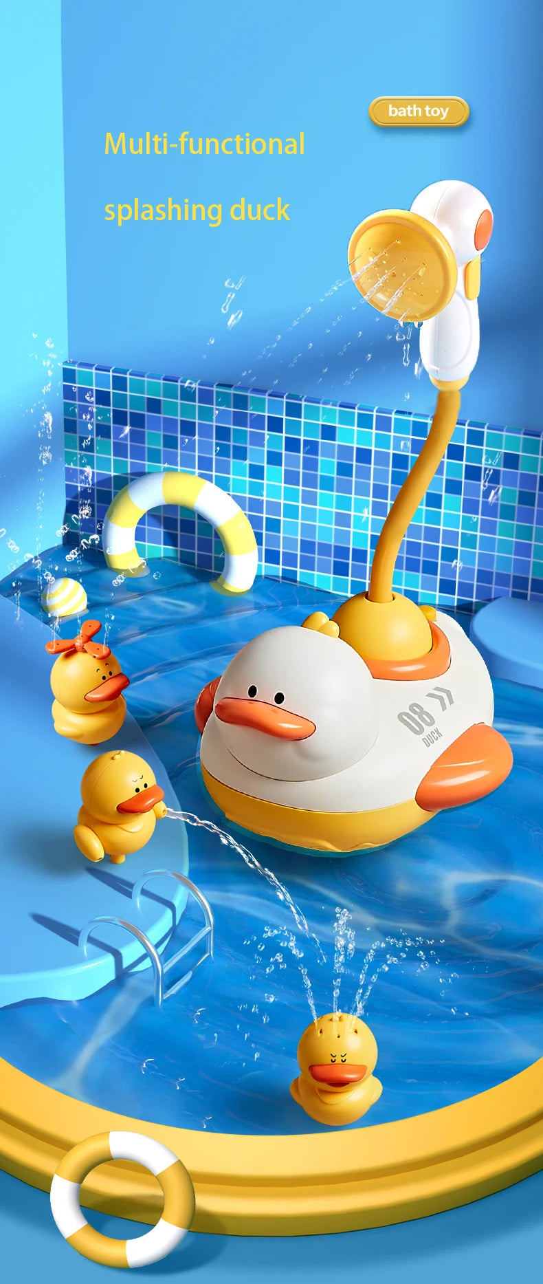 2 Styles Cute Water Bath Duck Shower