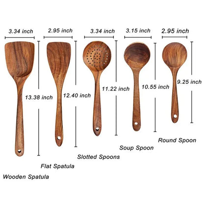 1-10 PC Wooden Cooking Spoons Sets