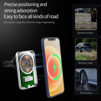 15W Car Charger Type C Mobile Phone Magnetic Wireless Charger Car Mount