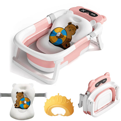 Baby Bath Tub with Bath Cushion Foldable Bathtub