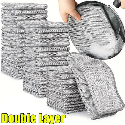 1/50pcs Magic Microfiber Cleaning Kitchen Dishcloth Silver Wire